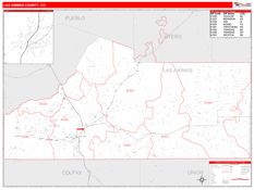 Las Animas County, CO Digital Map Red Line Style